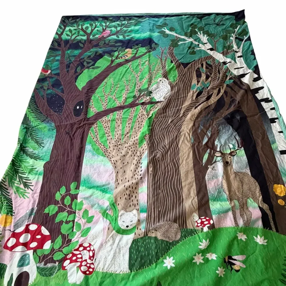 Ikea Skogsduva Twin Duvet Cover Woodland Forest Scene Deer Owl Mushroom Kid Bed